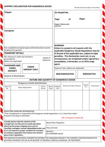 Certificado de Mercancías Peligrosas
